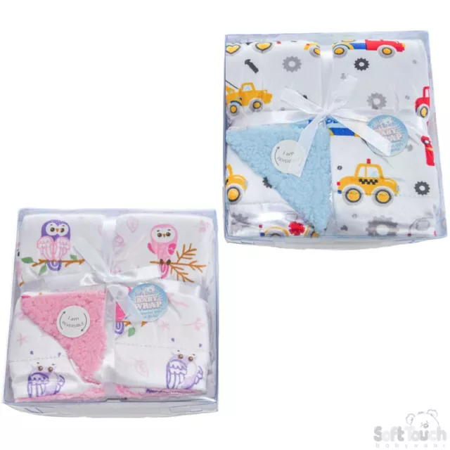 Girls Reversible Blanket Snuggly Soft Newborn Baby Swaddle Blanket