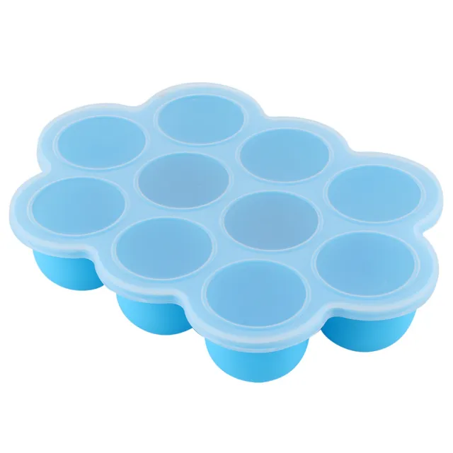 Bandeja de congelador de alimentos de silicona azul contenedor reutilizable con tapa GB