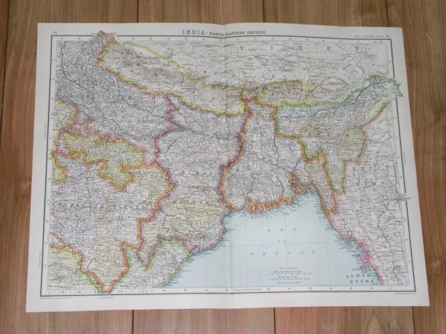 1924 Map Of British India Assam Bihar Orissa Bengal Bangladesh Nepal Bhutan