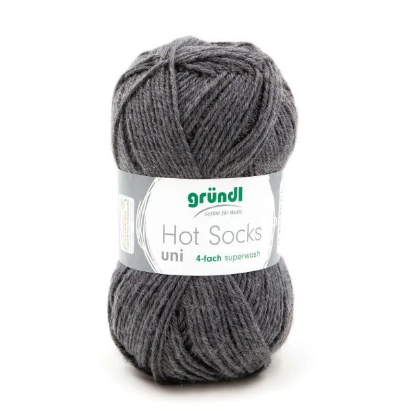 Gründl Wolle Hot Socks uni 50 g anthrazit Handarbeit