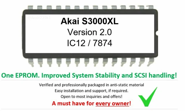 Akai S3000XL - Version 2.0 Firmware Upgrade Update Eprom for S-3000XL Sampler