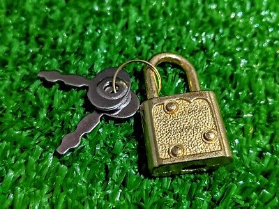 ONE NEW miniature lockable high quality brass padlock, key - favour diary craft
