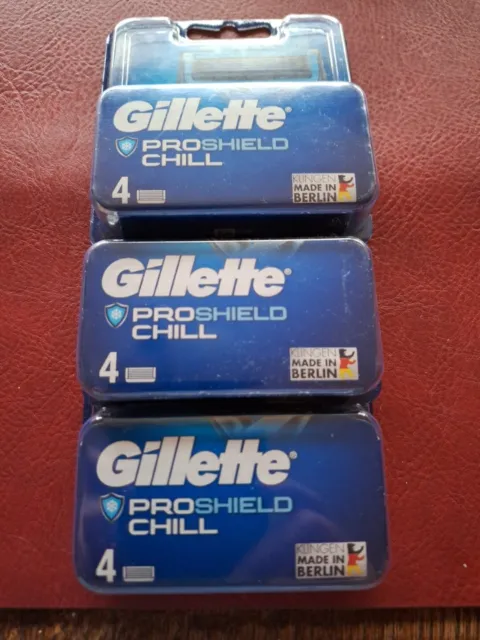 Gillette 3x 4 Stück ProShield  Ersatzklingen OVP.