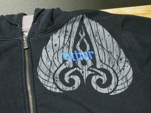Mens THOR Black Full Zip Sweatshirt Sweater Size M Waffle Thermal Lined Hoodie 8