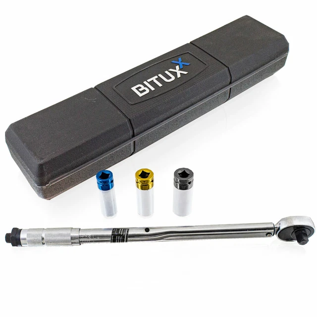 BITUXX Drehmomentschlüssel mit Felgenschutz Ratsche 3er Nuss Set 17mm 19mm 21mm
