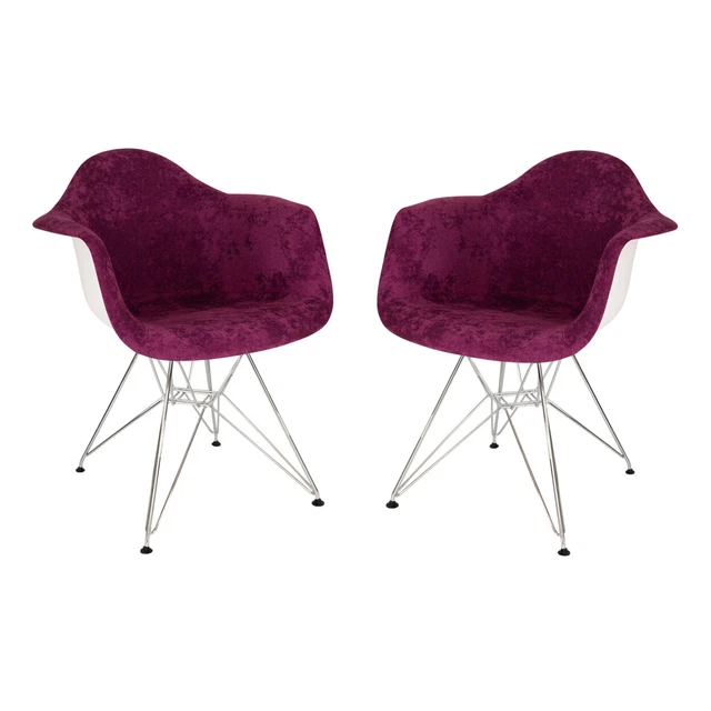 Willow Velvet Eiffel Metal Base Accent Chair Set Of 2 - Purple