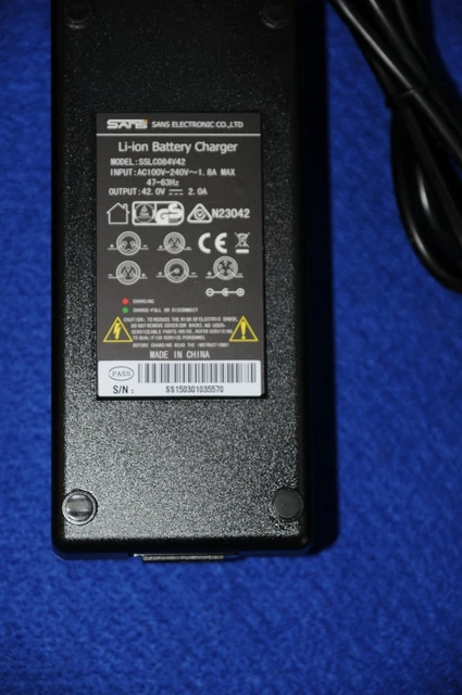 PowerSmart 42V 2,0A Ladegerät Charger Ersatz für SSLC084V42M mit Trapezoid 5 -Pin 36V Phylion Akkus Lithium