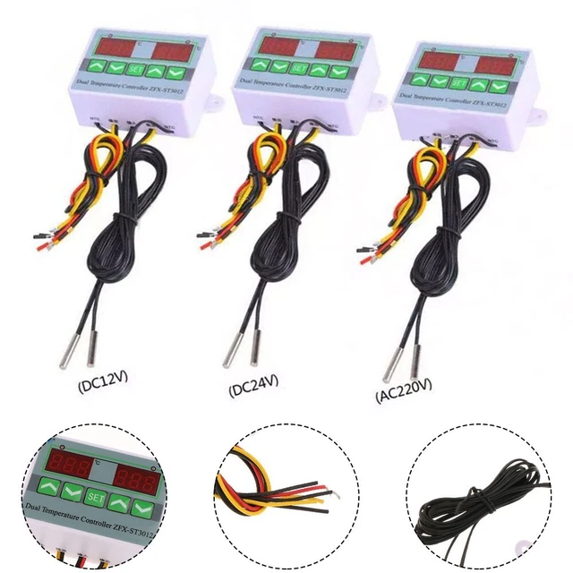 Digital Dual Temperature Controller Two Relay Outputs Thermostat 12V/24V/220V