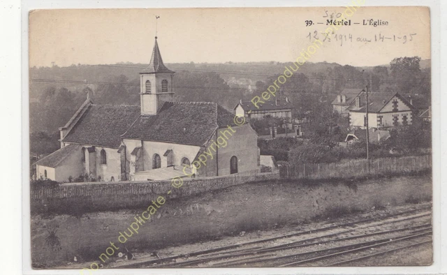 CPA 95630 MERIEL Eglise voie ferrée