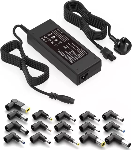 90W Universal Laptop Charger UK AC Power Adapter Unviersal with 16 Tips SEE DESC