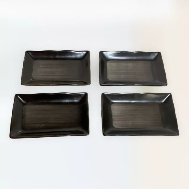 Rectangle Brown Stoneware Serving Dish Marked @T.T Set of 4