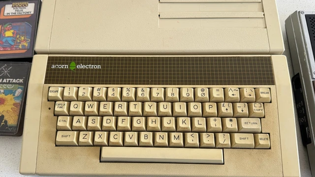 Acorn Electron computer with PSU and Acorn Electron Plus 1 upgrade