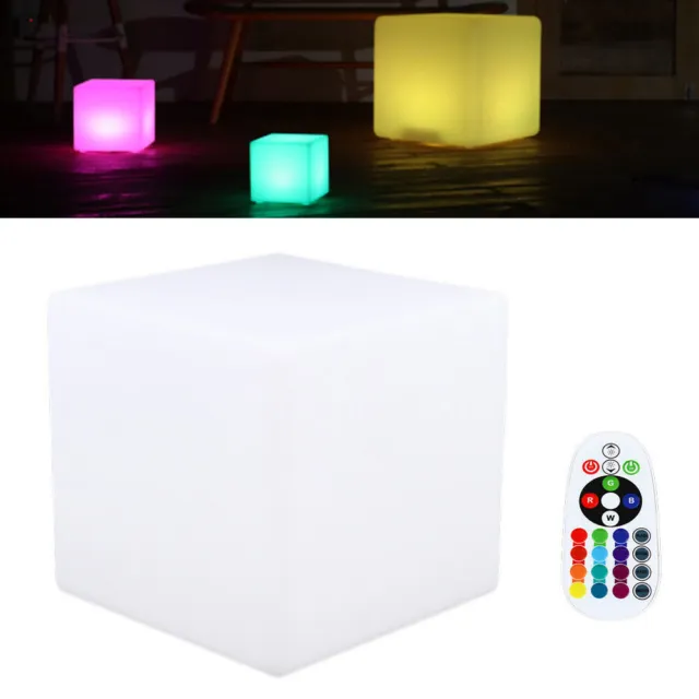 10" Light Up LED Colour Changing Cube Stool Chair Seat Waterproof Bar Park Chair