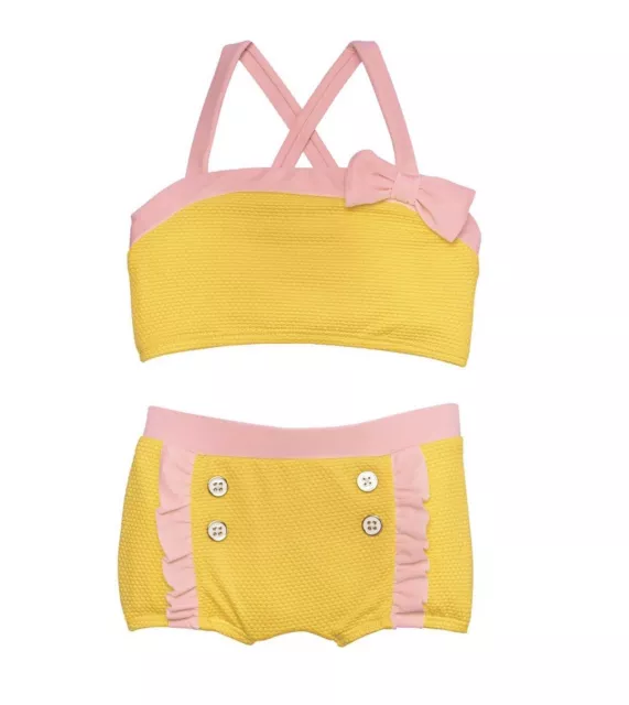 NWT Janie and Jack: Adorable Yellow & Pink Ruffle 2-Piece Swimsuit (18-24 mos)