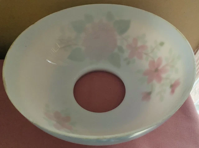 Vintage Antique Hand Painted Flower Milk Glass Lamp Shade EC XL BEAUTIFUL!! 8