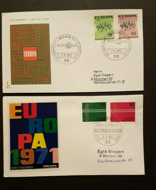 Bund Briefe FDC Mi Nr 675-676 Europa Cept  Mi Nr 716-717 kompl Satz 1971/ 1972