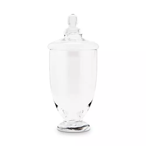 Small Glass Apothecary Candy Jar - Footed Vase with Lid