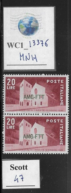 WC1_13376. ITALY: TRIESTE FTT. Pair of 1949 TRIESTE ELECTION. Scott 47.MNH
