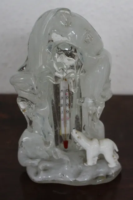Decorativo Figura de Cristal "Eisbär antes De Eishöhle" Con Termómetro #10742