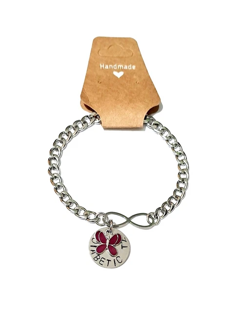 Pulsera de alerta médica cadena de acero inoxidable infinito con disco y dije