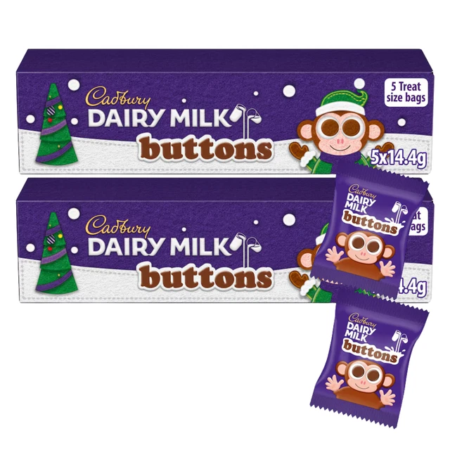 CADBURY DAIRY MILK Buttons 2 X 72g Tubes (10 Treat Bags Total ...