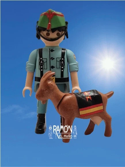 Figurine Playmobil Personnalisée - Légionnaire Espagnol Avec Chèvre - Occasion