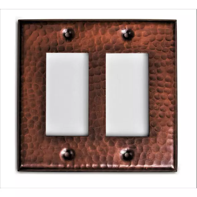 Monarch Abode Wall Plate Switch Pure Hand Hammered Double Rocker Metal Copper