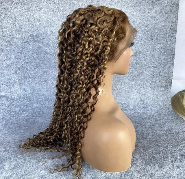 13x4 Blonde Highlight Lace Front Wig 18" #4/27 Deep Curly 100% Human Hair 13x4 Blonde Highlight Lace Front Wig 18" #4/27 Deep Curly 100% Human Hair
