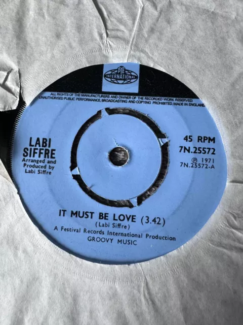 Labi Siffre, It Must Be Love, 1971 Pye 7"vinyl Single -gen/vg