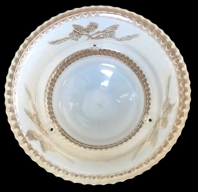 VTG Art Deco Flush Mount Light Ceiling Frosted Lamp Shade~Light Blue~Textured