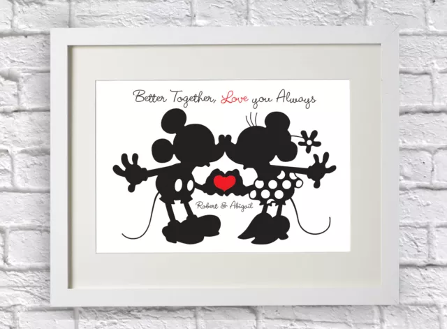 Personalisierter maßgeschneiderter Disney Mickey & Minnie Mausdruck Liebesgeschenk Hochzeitstag