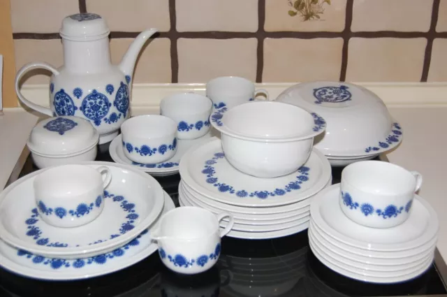 28 Teile Melitta Porzellan Kaffeeservice Teeservice Blau Weiß-Schalen Plate UND