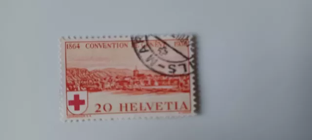 Briefmarke Schweiz 1939 Mi 357 Genfer Convention gestempelt mit Falz