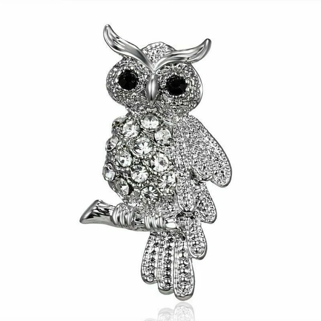 Broche Chouette Ou Hibou En Alpaca Mexico - Argent Sterling Et Nacre - Occasion