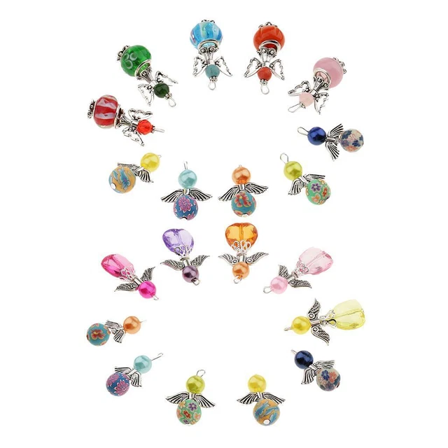 20 Stück Gemischter Engel Charms Perle Acryl Polymer Anhänger Schmuckzubehör