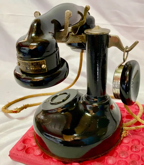 Antico Telefono A Candela In Bachelite/Acciaio/ Eferro - Francia Circa 1925-1930