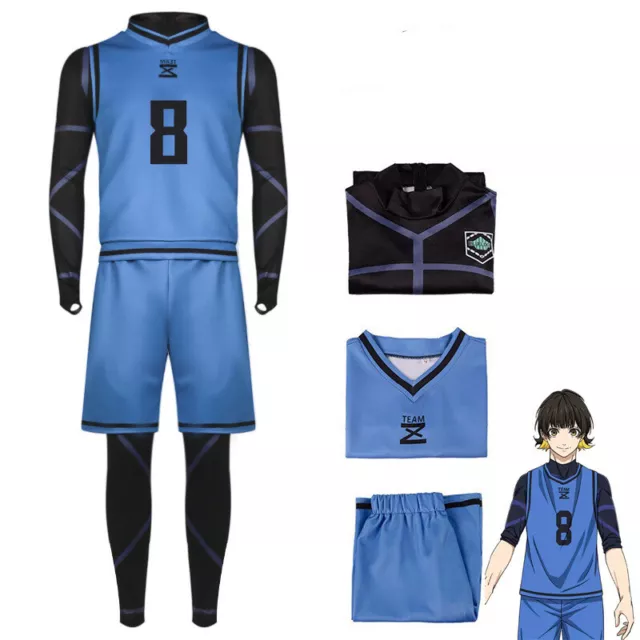 Blue Lock Bachira Meguru Blue No.8 Shorts Shirt Cosplay Uniform Costume