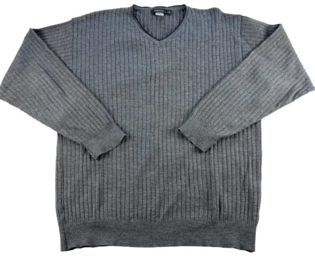 Barneys New York Merino Wool Sweater Mens XL Pullover Gray 100% Extra Fine Italy