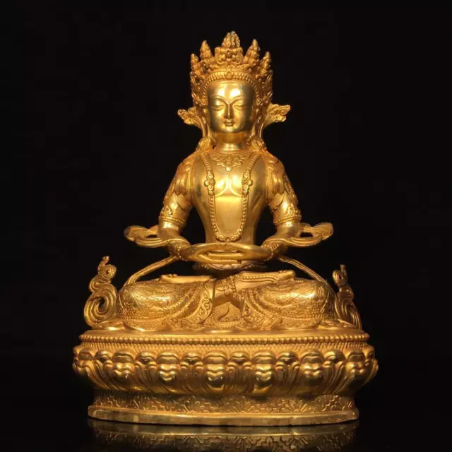 30CM Old Chinese Bronze Statue Buddha Q751