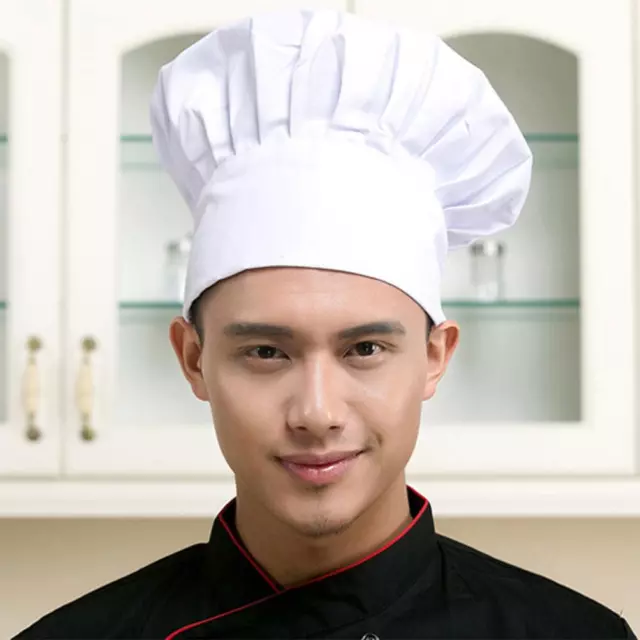 Adjustable Elastic Men Women Mushroom Cap Cooking Kitchen Chef Hats (White) 2