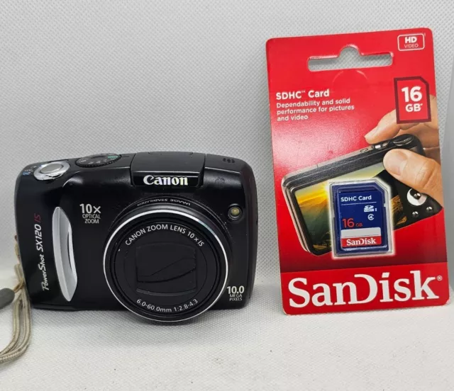 Canon Powershot SX120IS 10MP Digital Camera With 10X Optical Images, NEW SD CARD