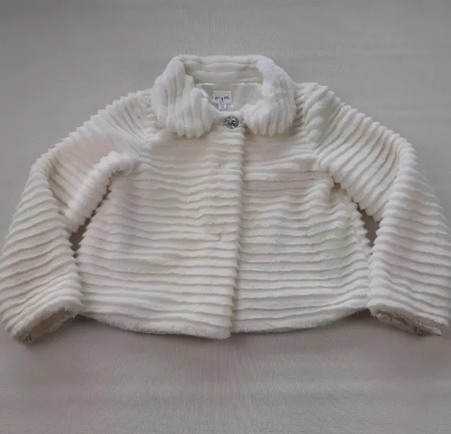 Origami Girls Lined White Winter Jacket Fluffy Soft Warm Size 12