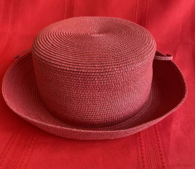 Red Hat Society Scala Paper Straw Hat with Tie Bow OS One Size EUC 2