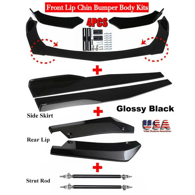 FOR TOYOTA HIGHLANDER Front Bumper Spoiler Splitter BodyKit+Side Skirt