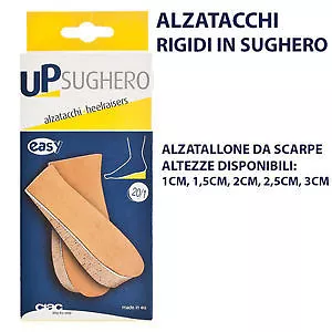 ALZATACCO IN SUGHERO Alzatalloni Rigido Per Rialzare Scarpe Uomo/Donna da 1cm a