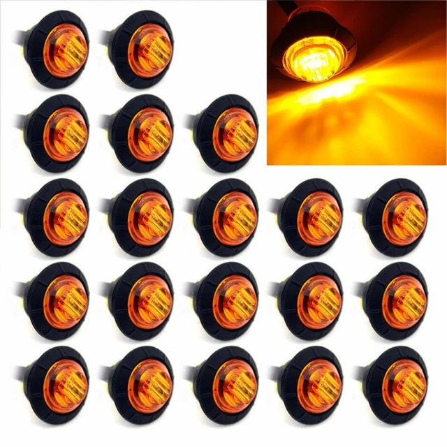 20x 3/4" Amber LED Side Marker Lights Truck Trailer Sealed Bullet Waterproof NUS