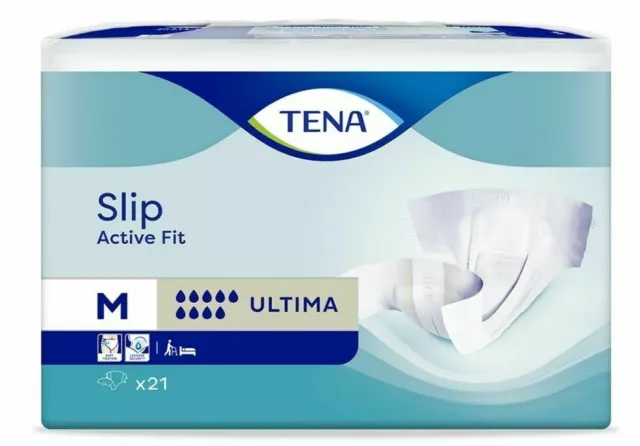 21 x Tena Slip Active Fit Ultima Medium|PE Backed|3728 ml Absorbency|Pack of 21