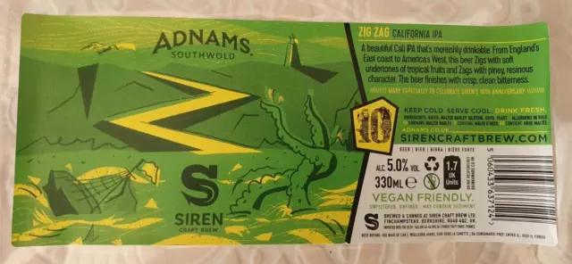 Craft Can Beer Wrap -  Zig Zag - Siren Brewery - UK