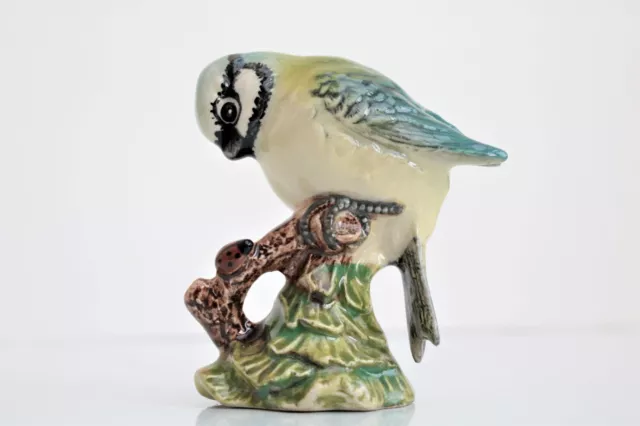 Beswick Bird Figurine Blue Tit 992 Naturalistically Perched on Branch