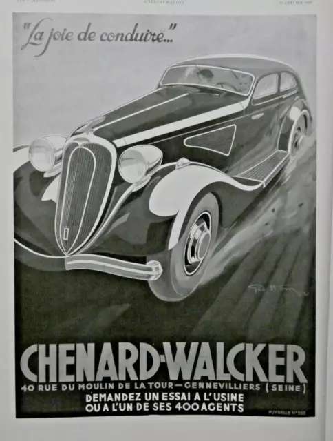 1936 Chenard & Walker Driving Joy Press Advertisement.